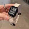 Adequado para Apple Watch Apple Watch iwatch789 Geração SE Estilo Casual Pulseira Magnética de Couro Leve S10