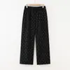 2026 Verano Nuevo Estilo Estilo Artístico Estampado Lunares Doble Capa Gasa Negro Pantalones Casuales Elásticos en la Cintura para Mujer Venta al por Mayor