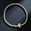 Pulsera elástica para mujer Amazon Transfronteriza Moda Letra Simple Cobre Incrustado con Circonita y Cuentas Uvccb