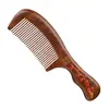 Peine de Sándalo Negro con Diseño Tallado de Caqui, Dientes Finos y Gruesos, Peine para Peinar el Cabello, Se Puede Grabar, Empaque en Caja de Regalo