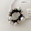 Faixa de cabeça requintada com pérolas e strass, faixa de cabelo trançada, rabo de cavalo, elástico alto, corda de cabelo durável, acessórios de cabelo de fada com temperamento