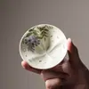 Taza maestra de cerámica de glicinias pintada a mano Miyan para mujer, taza de té con forma de mariposa, juego de té kung fu, taza individual