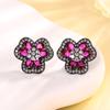 2024 Novas Jóias Zhuangshengsheng Cobre Banhado A Ouro Vermelho Corindo Rosa Elegante Luz Luxo Preto Ouro Terno Feminino