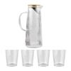 Venta al por mayor de fábrica traje de juego de vasos de vidrio con patrón vertical japonés botella de agua fría para el hogar botella de agua fría resistente a altas temperaturas botella de agua de gran capacidad