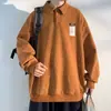 Sudadera Casual Chic Minimalista de Color Sólido con Cuello Camisero para Hombre, Temporada Primavera y Otoño 2026, Camiseta tipo Polo Holgada de Marca de Moda
