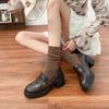 Zapatos de Cuero Pequeños Vintage para Mujer Cuero Crema de Alta Textura Estilo Francés para Exterior Mocasines Pequeños con Suela Gruesa Aumentada Zapatos de Mujer Poco Profundos