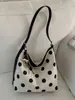 Bolsa Tote de Lunares Estilo Coreano Nuevo Verano 2026 para Mujer, Bolso de Hombro de Lino de Gran Capacidad, Bolso Cubo para el Trabajo, Bolso Cruzado