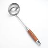 Espátula de Aço Inoxidável 304 com Cabo de Madeira de Pera, Conjunto de 6 Peças para Cozinha, Colher de Sopa, Pegador de Macarrão, Espátula para Fritar, Espátula Grande para Peixe, Cabo Longo, Antiderrapante