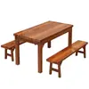 Mesa de comedor de madera maciza, mesa y sillas de comedor engrosadas, tablero de mesa carbonizado de madera maciza, mesa rectangular para restaurantes, mesa para hot pot y barbacoa