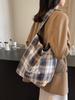 Bolso Cuadros Casual Transfronterizo para Mujer Gran Capacidad 2025 Nuevo Versátil Doble Cara Bolso de Hombro Bolso Tote para Viajes y Trabajo