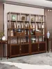 Estante de Exhibición de Madera Maciza Estilo Chino Nuevo para Sala de Té, Gabinete Multifuncional, Estante de Exhibición Divisorio, Gabinete de Té, Estantería Estilo Antiguo, Estante de Almacenamiento para Oficina
