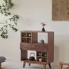 Armário de Chá Estilo Wabi-Sabi, Armário de Exibição, Aparador de Madeira Antiga, Armário com Grade, Aparador de Jantar, Armário de Armazenamento para Pousada, Armário Envelhecido