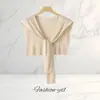 Xale Pequeno de Tricô para Primavera e Outono, Manto Feminino Versátil para Proteção do Pescoço, Cachecol de Dupla Utilização, Proteção Solar de Verão