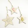 Estrela de Natal Floco de Neve Pingente de Madeira Decoração de Árvore de Natal Artesanato em Madeira Estrela de Cinco Pontas Lasca de Madeira Pingente Pequeno Criativo