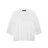 2026 Verano Nuevo Producto Moda Callejera Femenina Transfronteriza Europea y Americana Color Sólido Algodón Manga Corta Camisa W085 360923