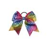 Cheerleading 18 Colores 8 Pulgadas Cola de Milano Lentejuela Lazo para el Cabello JOJO Accesorios para el Cabello Cinta en V Base de Tela Sin Cinta Tejida