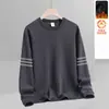 Sudadera para hombre para otoño e invierno, cuello redondo, forro polar, sin capucha, manga larga, corte holgado, casual, top versátil para hombre
