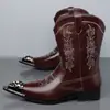 Mais Vendido na Amazon Transfronteiriça Retrô Botas de Couro Versáteis Masculinas Bico Fino Botas de Couro Casuais de Negócios Masculinas Slip-on Britânicas 25906