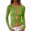2024 Feminino Amazon Outono Europeu e Americano Estação Independente Transfronteiriço Sexy Cropped Suéter Pulôver Tricotado em Canelado