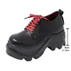 Sapatos de Salto Anabela de Tamanho Grande para Comércio Exterior, Novos Sapatos Plataforma Emagrecedores de Solado Grosso Estilo Retro Outono, Mocassins Estilo Britânico