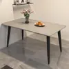 Conjunto de mesa de jantar e cadeiras em ardósia para uso doméstico em espaços pequenos, mesa de jantar de sala de estar de luxo leve, design retangular moderno minimalista em mármore