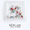 Joia para unha de diamante plano em formato de rede vermelha enlatada 50 cores mistas diamante plano decorativo em formato GZ-50