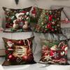 Funda de Almohada Navideña de Moda para Sala de Estar, Funda Decorativa Estampada para Cojín, Funda de Almohada Navideña Nórdica Más Vendida