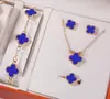 Joyería de Trébol de Cuatro Hojas Estilo Coreano Juego de Cuatro Piezas, Moderno Collar de Trébol de la Suerte, Pendientes, Conjunto de Joyería de Pulsera, Accesorios Populares