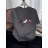 Camiseta de Algodón Cepillado Estilo Nuevo 2026 para Mujer, Hombro Normal, Cuello Redondo, Manga Corta, Top Holgado Casual Versátil Engrosado para Primavera, Verano y Otoño