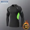 Traje de Compresión de Secado Rápido para Hombre Manga Larga Forro Polar Cálido Otoño Fitness Running Deportes Conjunto Entrenamiento Baloncesto Capa Base Invierno