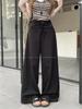 Foto Real~ Nuevo Estilo de Verano Estilo Holgazán Pantalones Casuales Caqui para Mujer Cintura Alta Sueltos Pierna Ancha Traje Ropa de Trabajo Pantalones Rectos