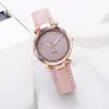 Céu Estrelado Pulseira de Relógio Feminino Relógio de Pulso Feminino Rosa Meninas Relógio Moda Couro Simples Relógios Reloj Mujer Rosa