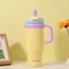 Taza de Hielo Gigante con Popote, Termo para Coche de Gran Capacidad de Acero Inoxidable 316, Taza de Agua Personalizada con un Toque de Lujo Ligero y de Alta Gama