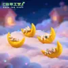Llavero de plástico con forma de luna durmiendo, cachorro, conejo, oso, gatito, animal, micropaisaje, artesanías, adornos.