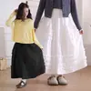 Falda Media Lisa para Niña, Nuevo Estilo Sencillo, Falda Larga Versátil para Niños con Dobladillo Amplio y Encaje, Elegante Vestido tipo Hada