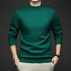 Suéter grueso 100% lana pura para hombre, nuevo de otoño e invierno 2026, camisa base cálida de estilo casual de negocios, suéter para hombre