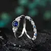 Comercio Exterior Deseo Más Vendido Nuevo Anillo de Zirconia Azul Esmeralda Incrustada Moda Europea y Americana para Mujer Anillo de Compromiso de Zafiro