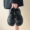 Otoño 2026 Zapatos de Tacón Grueso Individuales Zapatos Pequeños de Piel Mocasines Estilo Academia para Mujer Nuevos sin Cordones Suela Gruesa Persona Perezosa Versátil