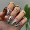 Unhas Postiças Médias em Formato de Amêndoa Atacado Produtos de Nail Art Prontos Adesivos de Unha Transfronteiriços Peças de Unha Vestíveis de Alta Qualidade