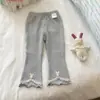 Pantalones de Campana de Moda para Niñas 2026, Estilo Coreano Primavera y Otoño, Adorno de Encaje Fruncido, Pantalones Largos Casuales Elegantes y Versátiles