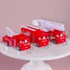 Decoração de bolo para assar pequeno bombeiro caminhão de bombeiros decoração cachorro cartão de chama mesa de sobremesa infantil vestir