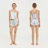 Conjunto de Camisola y Shorts 100% Seda para Mujer Verano Amazon Transfronterizo Lencería Espalda Descubierta Perezoso Sexy Conjunto de Pijama para Dama