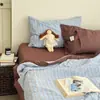 Colcha de Verão Listrada de Algodão Puro Japonês Estilo Muji, Colcha de Ar Condicionado, Algodão 100% Algodão Lavado, Colcha Fina Simples para Quarto Individual/Duplo