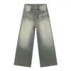 Jeans para hombre nirben denim retro americano desgastado, lavados, deconstruidos, con bigotes, corte recto holgado, pantalones largos versátiles