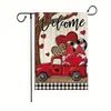 Decoración de Jardín Temática del Día de San Valentín Bandera de Bienvenida Bandera de Jardín de Lino de Doble Cara Decoración para Exteriores Bandera de Bienvenida Impresa En Stock