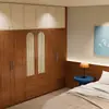 Guarda-roupa Laqueado Estilo Vintage Bowiea para Uso Doméstico, Gabinete Combinado para Quarto de Apartamento Pequeno, Guarda-roupa com Porta de Rattan Personalizado