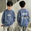 Sudadera de forro polar estilo coreano 2026 para niños y niñas, top holgado de manga larga para primavera y otoño, jersey casual para estudiantes, prenda exterior de moda