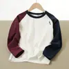 Camisetas Interiores de Algodón Puro para Niños, Camisetas de Manga Larga Bloque de Color para Niños y Niñas, Tops de Cuello Redondo para Niños de Edad Media, Ropa para Niños de Primavera y Otoño