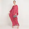 M218 # 8 Colores en Stock Ropa para Mujer Malasia Vestido Largo Holgado con Pliegues, Cuello en V y Cintura Ajustada con Mangas de Murciélago