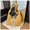 Bolsa de Lona Casual de Grande Capacidade Bolsa Feminina 2024 Nova Moda Bolsa de Ombro de Bolinhas Versátil Bolsa Tote para o Dia a Dia